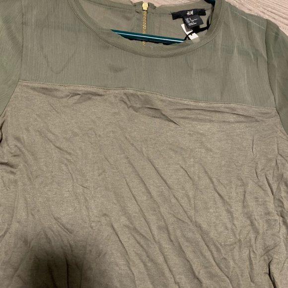 NEW H&M Army Green Dress Top Shirt - Picture 4 of 4